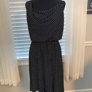 Black and white cowl neck midi dress